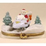 Santa on Snowmobile Limoges Box