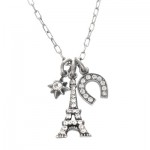 Eiffel Tower and Horseshoe Charm Necklace