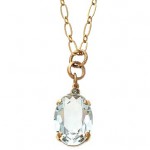 Faceted Oval Light Blue Swarovski Crystal Pendant Necklace