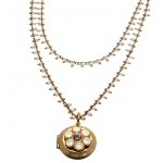 Catherine Popesco Enamel and Black Diamond Swarovski Crystal Locket Necklace - 1588G-popseco - Handmade Celebrity Fashion Jewelry : catherine popesco fashion handmade style