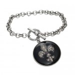 Black Enamel Fleur De Lis Toggle Bracelet