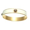 Cream Enamel and Black Diamond Swarovski Crystal Bangle