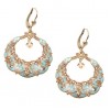 Turquoise Enamel and Topaz Swarovski Crystal Hoop Earrings