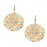Blue Enamel Flower and Teal Swarovski Crystal Earrings