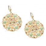 Aqua Blue Enamel Flower and Swarovski Crystal Earrings