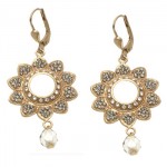 Black Diamond Swarovski Crystal Sunflower Earrings