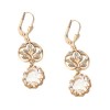 Filigree Leaf and Clear Swarovski Crystal Drop Earrings