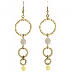 Long Brass Rings with Multi-Colored Beads