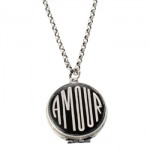 Black Enamel  Amour Locket Necklace