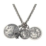 Coin and Fleur De Lis Charm Necklace