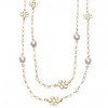 Enamel Daisy and Pearl Bead Chain Necklace