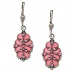 Pink Rose Enamel Swarovski Crystal Swirl Earrings Pink Rose Enamel Swarovski Crystal Swirl Earrings