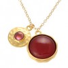 Carnelian and Tourmaline Disc Charm Necklace