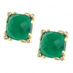 Green Onyx and Cubic Zirconia Post Earrings