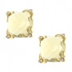 Lemon Quartz and Cubic Zirconia Post Earrings