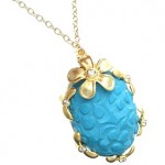 Turquoise and Cubic Zirconia Flower Necklace