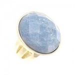 Faceted Blue Jade Oval Cocktail Ring