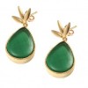 Green Onyx Bezel Set Bamboo Post Earrings