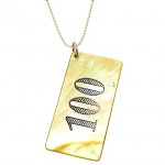 1920's Mother of Pearl Yellow CMC Rectangle Casino Chip Necklace 1920's Mother of Pearl Yellow CMC Rectangle Casino Chip Necklace