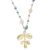 Blue Chalcedony, Kyanite, Apatite, and Tanzanite Leaf Charm Necklace