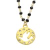 Dove Cut-Out CZ Charm and Black Spinel Bead Necklace
