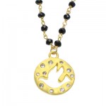 Dove Cut-Out CZ Charm and Black Spinel Bead Necklace