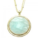 Aquamarine Round Pendant Necklace