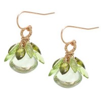 Misha of New York Green Amethyst Cabochon Drop Earrings Accented with Peridot Leaves - E286GATP-misha - Handmade Celebrity Fashion Jewelry :  peridot misha celebrity earrings