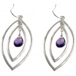 Hammered Silver Amethyst Teardrop Earrings