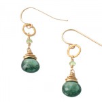 Vasuvianite Briolette Earring Accented with Peridot