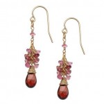 Garnet and Pink Tourmaline Cascading Drop Earrings