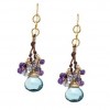London Blue Topaz and Amethyst Beads on Irish Linen