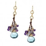 London Blue Topaz and Amethyst Beads on Irish Linen