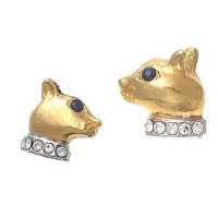 Pade Vavra Cat Stud Earrings with Sapphire Eyes and Crystal Collar - ECG-pade - Handmade Celebrity Fashion Jewelry :  fashion handmade sapphire earrings