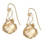 Citrine Hanging Wire Wrap Earrings