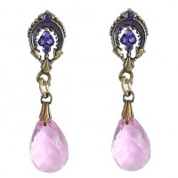 Anne Koplik Upside Down Horseshoe & Glass Drop Earring - ER6167TAZ-koplik - Handmade Celebrity Fashion Jewelry :  designer accessories fashion earrings jewelry