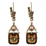 Topaz Glass and Swarovski Crystal Starburst Earrings