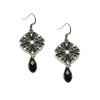 Black Enamel Disc and Drop Earrings