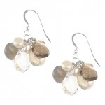 Fresh Water Pearl, Moonstone, Rock Crystal, and Smoky Quartz Earrings Fresh Water Pearl, Moonstone, Rock Crystal, and Smoky Quartz Earrings