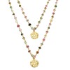 Multicolor Tourmaline Double Chain Disc Necklace