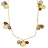 Garnet, Smoky Quartz, and Amethyst Round Disc Necklace