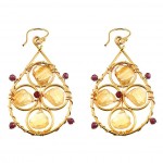 Garnet and Citrine Chandelier Style Earrings