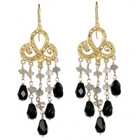 Flying Lizard Labradorite and Jet Black Bead Drop Earrings - FL1249Jet-lizard - Handmade Celebrity Fashion Jewelry :  designer accessories fashion earrings jewelry