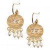 OM and Vermeil Disc Pearl Earrings