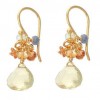 Lemon Quartz Cluster Drop  Earrings