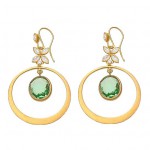 Mint Crystal and Cubic Zirconia Circle Earrings