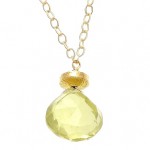Honey Quartz Single Briolette Necklace