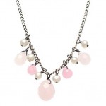 Ikebana Rose Quartz and Pink Jade Dangle Necklace