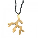 Branch Pendant and Black Onyx Bead Necklace
