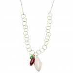 Rainbow Moonstone, Savasite, and Ruby Tourmaline Circle Necklace